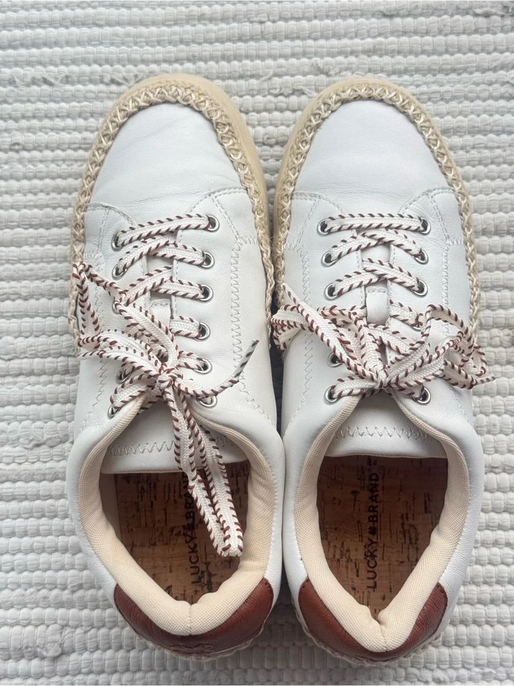 Lucky Brand Cheynas Leather Espadrille Platform Sneakers Size 8.5